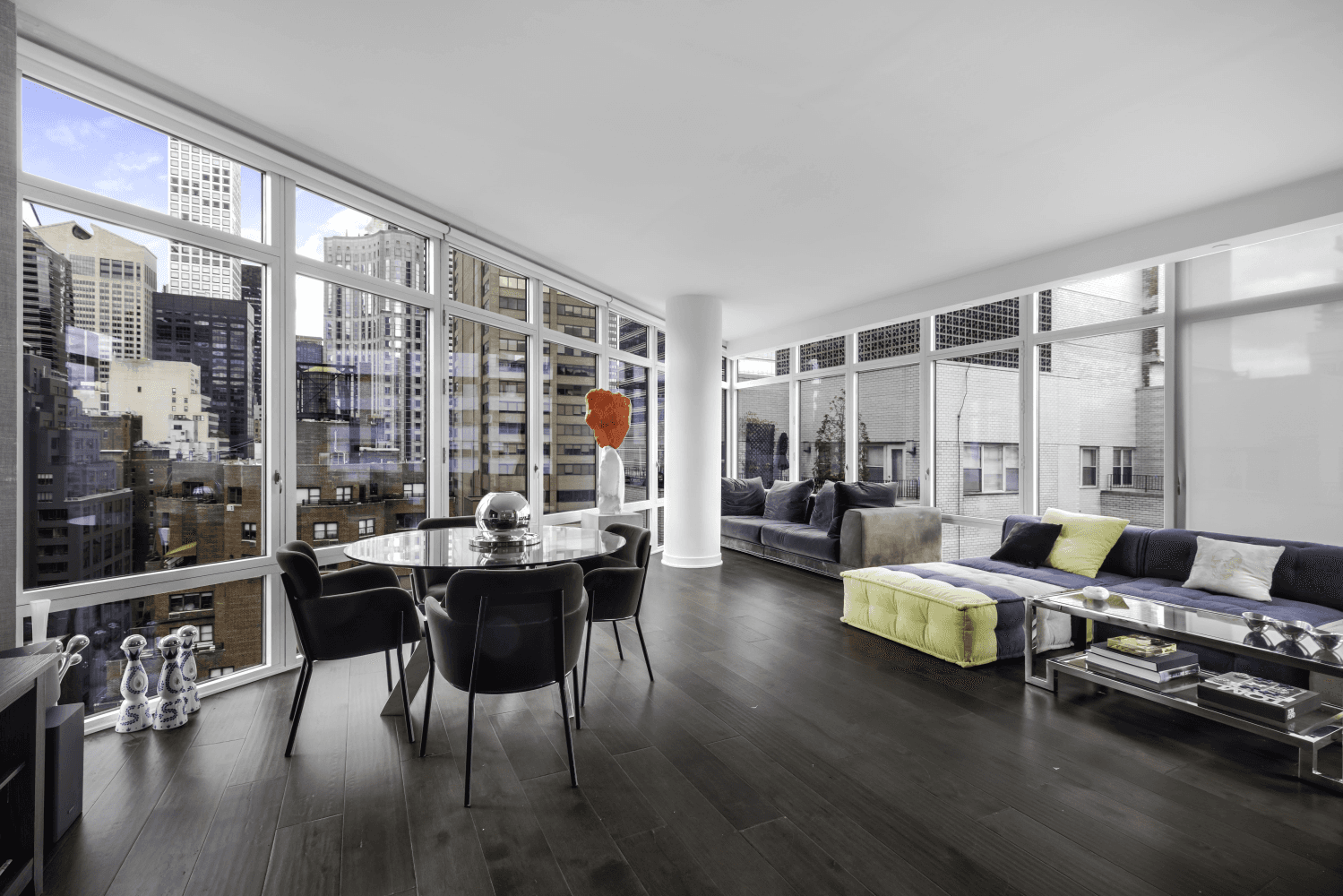 Sun drenched interiors meet classic cityscape views in this stylish 3 bedroom, 3 bathroom condo at the desirable Place 57 in the heart of Manhattan.