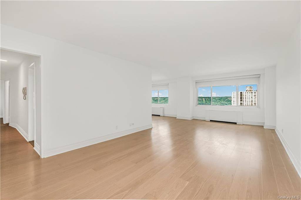 Sweeping Hudson River views and No Board Approval for this large two bedroom, two bath apartment with an 18 ft.