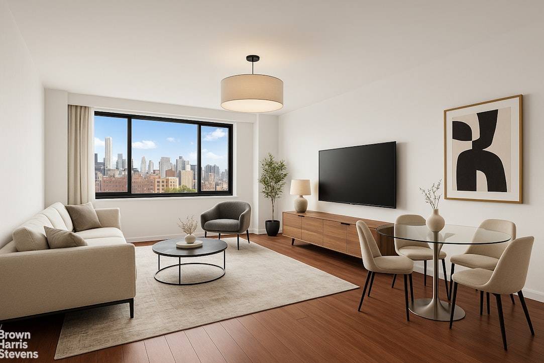 Welcome to 185 Hall Street, Apartment 1710 a bright and airy one bedroom residence perched on the top floor, offering unobstructed city vistas and an abundance of natural light.