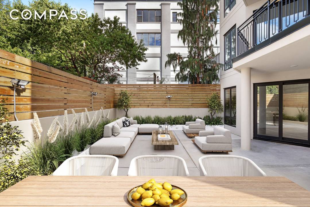 The crown jewel of this three bedroom, two bath residence is its super sized private patio of 877 square feet, an outdoor living room rare in city apartments.