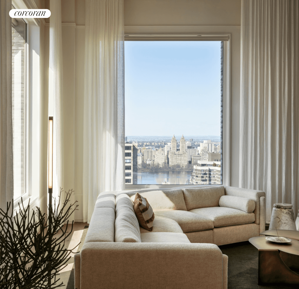 Elevated 355' above and encompassing cinematic views, residence 38W this one of a kind duplex features ceiling heights ranging from 14' to as high as 28'.