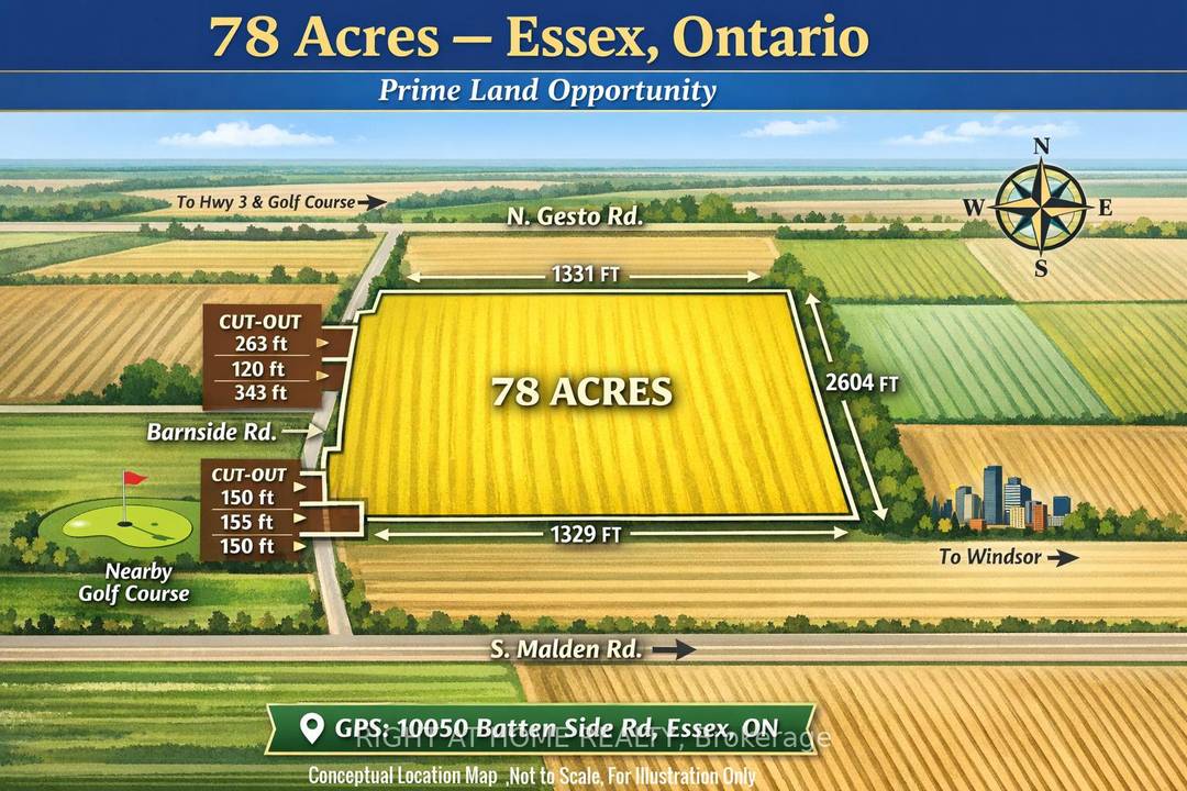 A rare opportunity to own approximately 78 acres of premium, flat land in one of Essex's most desirable and fast growing locations.
