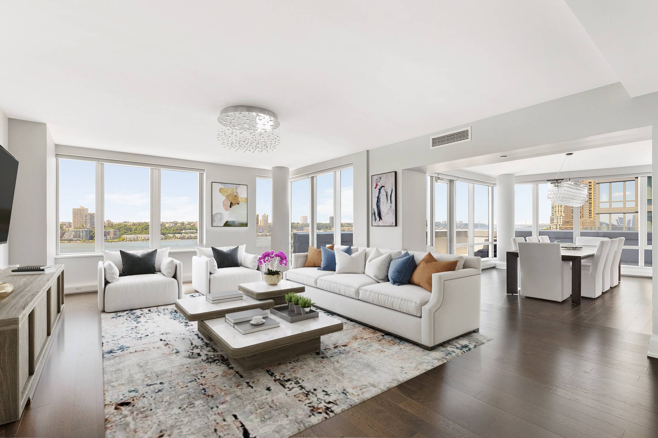 2, 000 Sqft Private Terrace with Beautiful River amp ; City Views Luminous, modern, and elegant, this spacious 4 bed, 4.