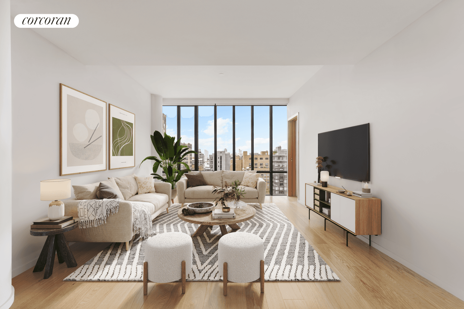 Perfectly located at 565 Broome SoHos tallest tower, rich with top of the line finishes and amenties, residence S12A is sun flooded 1, 447 SF, split 2 bedroom, 2.