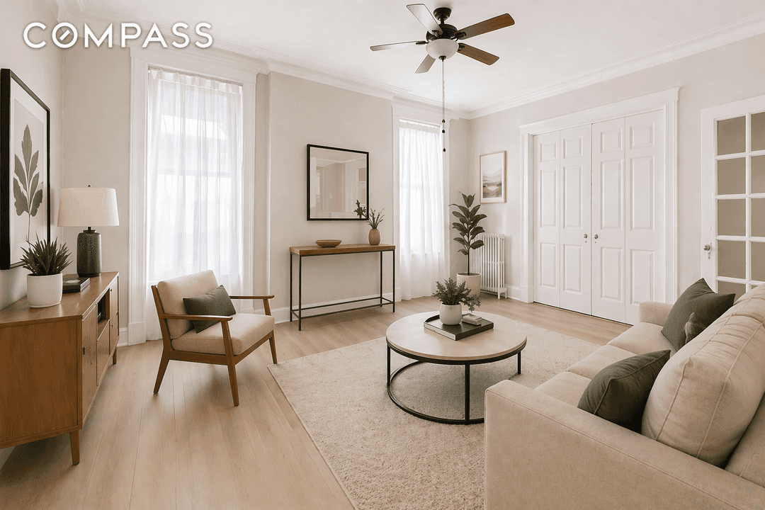 This classic prewar home overlooking Marcus Garvey Park is filled with character, wonderful light, and soaring 10 foot ceilings.