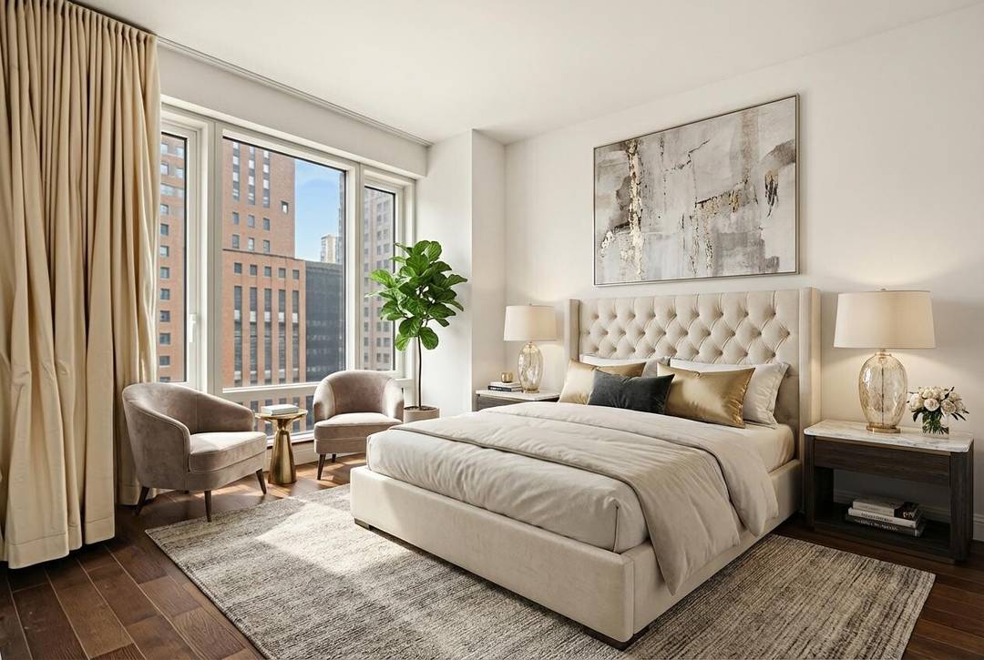 Welcome to Residence 18G at The Visionaire, a spacious two bedroom, two bath home in one of Manhattan's most vibrant waterfront enclaves.