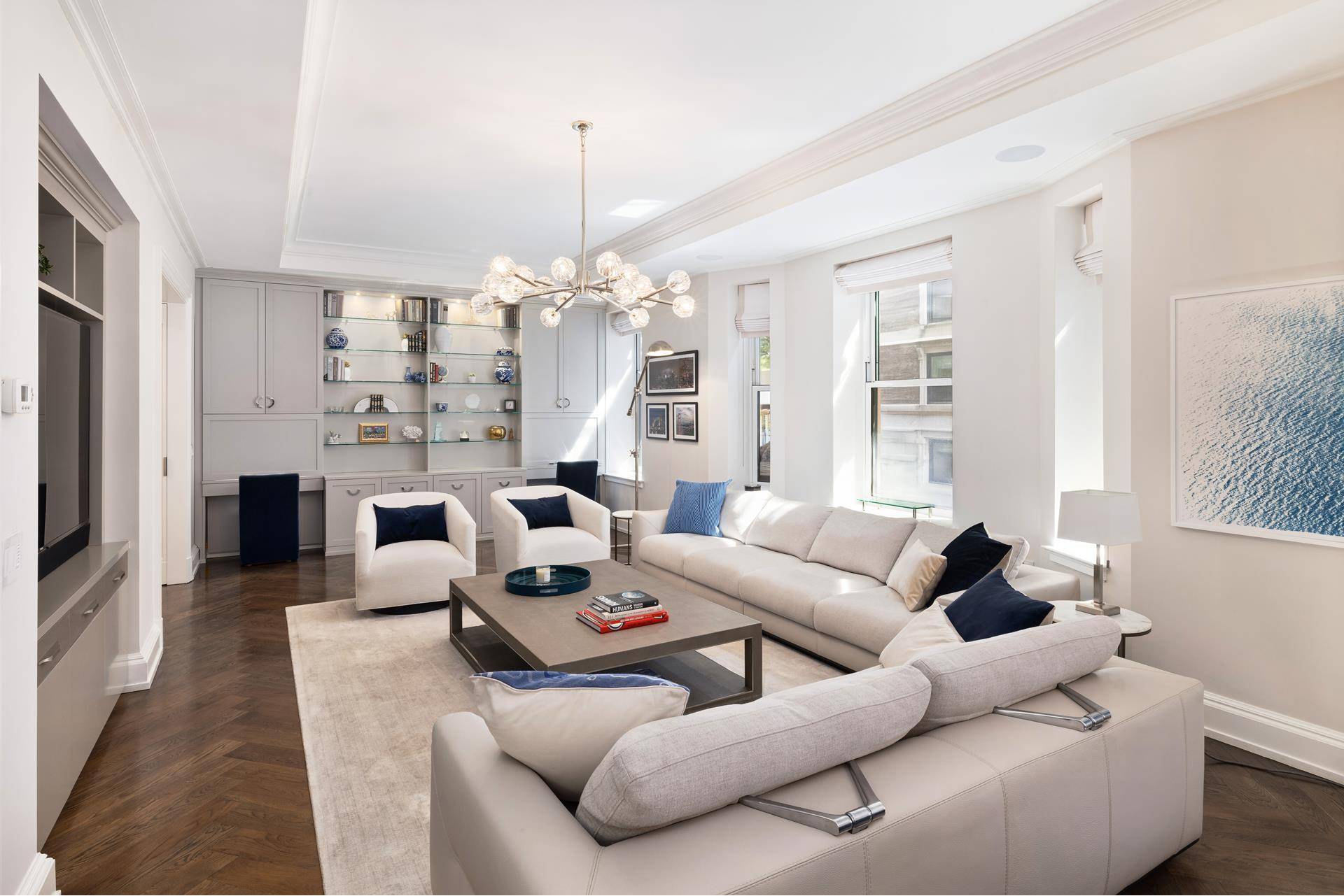 This beautifully designed three bedroom, three and a half bathroom seamlessly blends classic pre war elegance with modern luxury.
