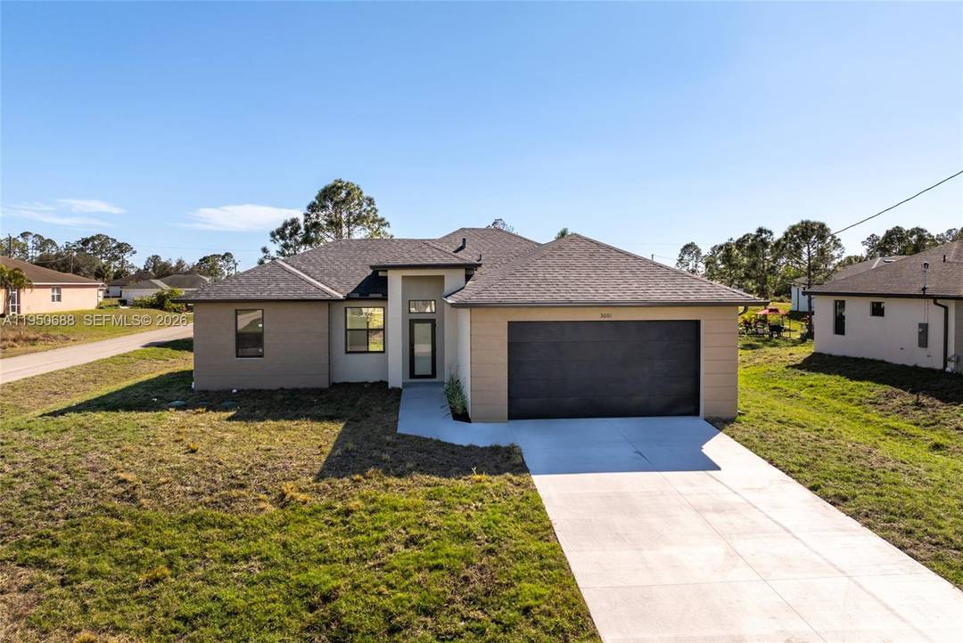 New construction home situated on a desirable corner lot in Lehigh Acres, Florida.