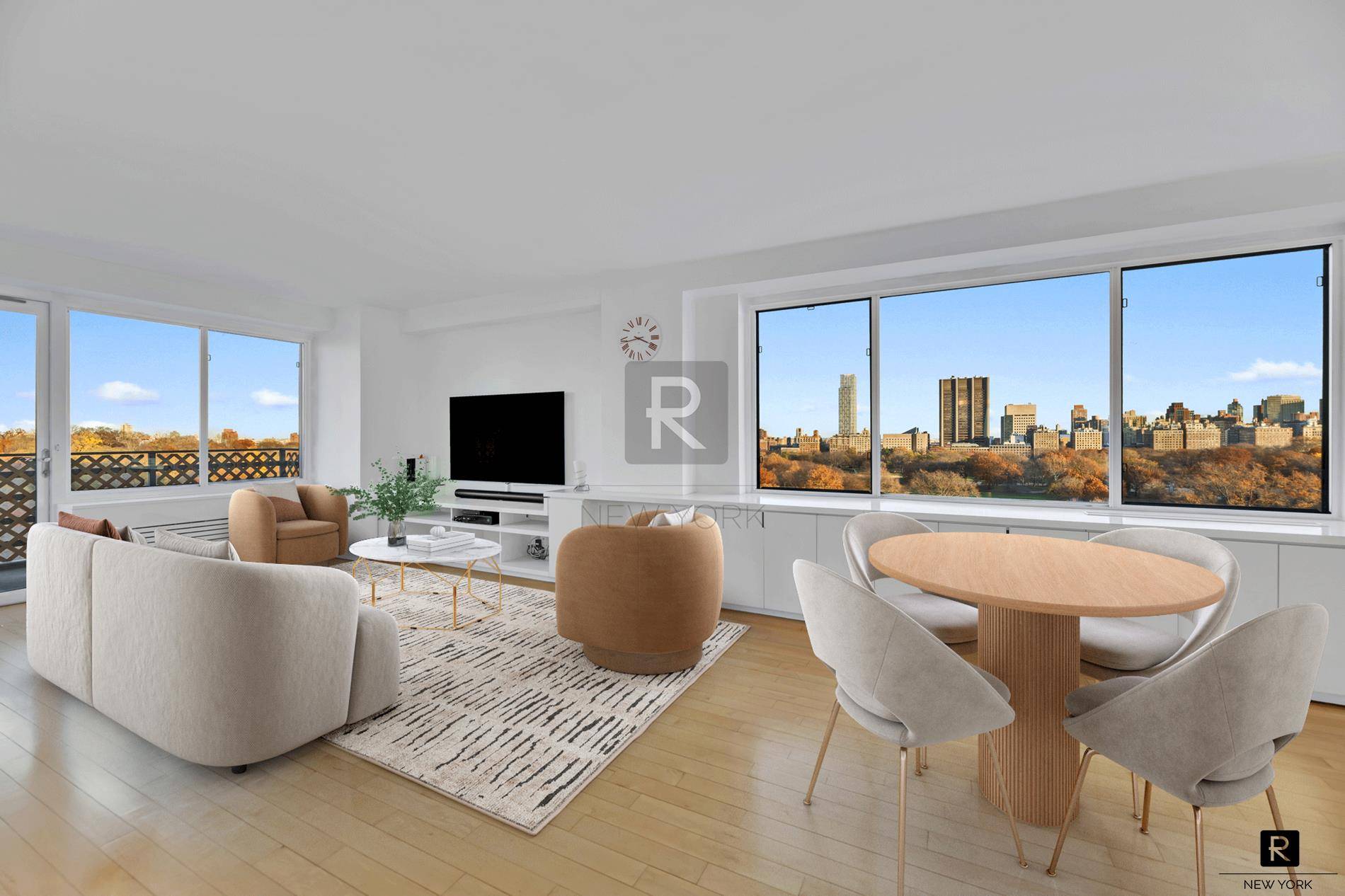 Enjoy unobstructed Central Park views from this beautifully renovated rarely available two bedroom, two bathroom home at 400 Central Park West.