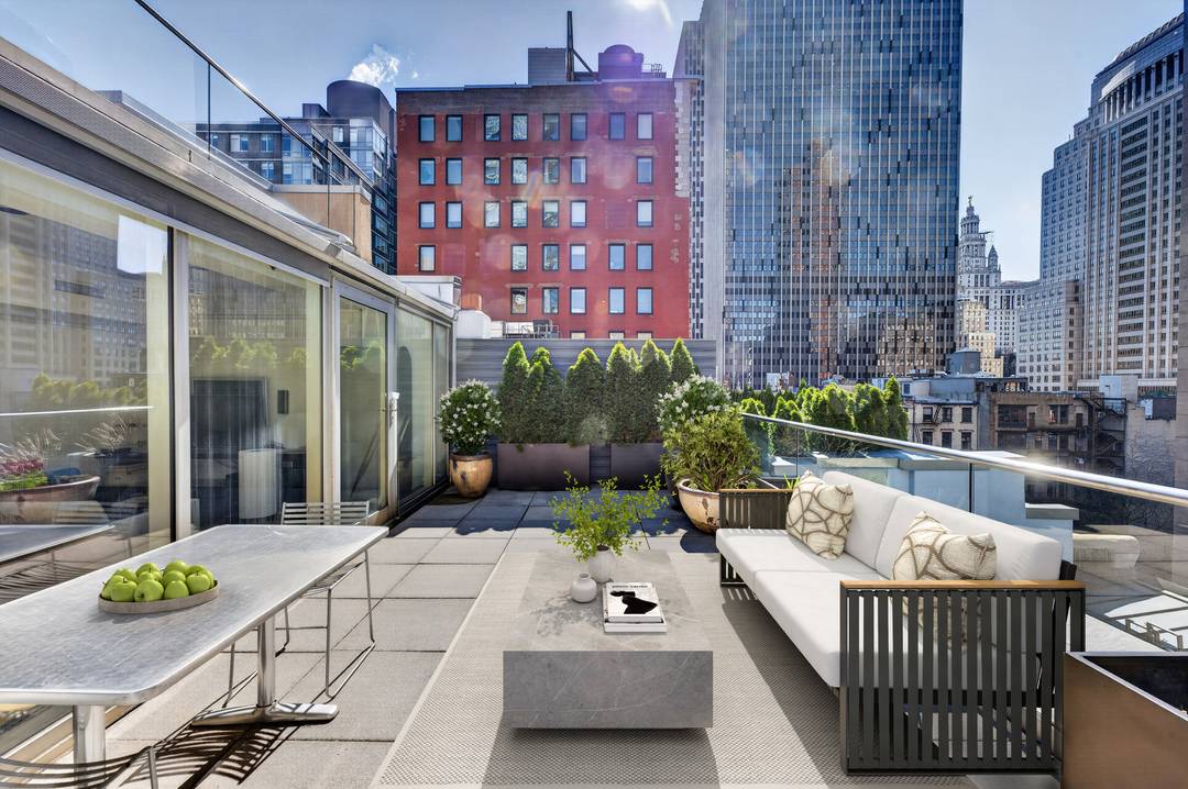 73 Worth Street, PHF Tribeca Duplex Penthouse 3 Bedrooms 2 Bathrooms 3 Private Terraces 2, 638 SF Interior 872 SF Outdoor Duplex penthouse with soaring skylit great room and floor ...