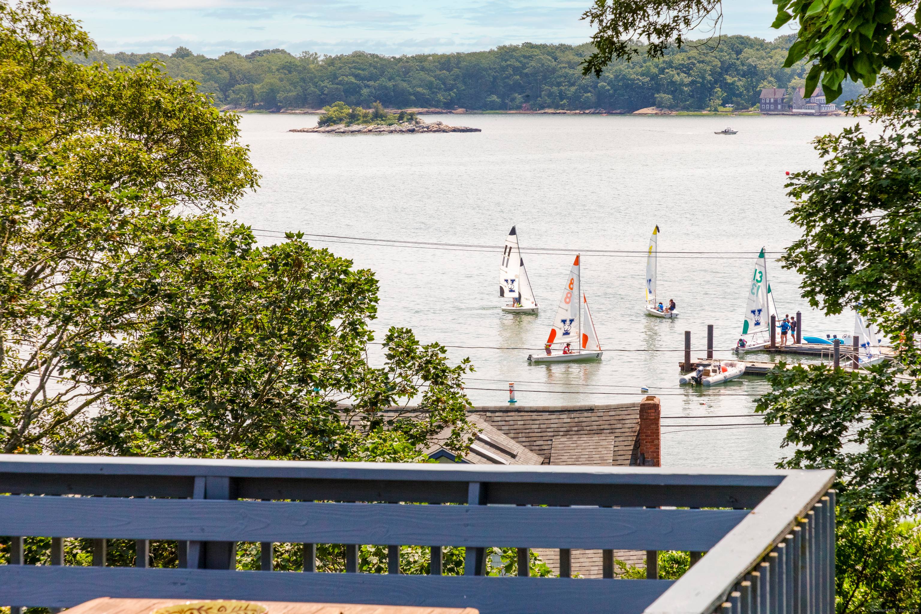 Perched high above the shoreline with sweeping views of Long Island Sound, this unique property evokes the charm of Sausalito, CA.