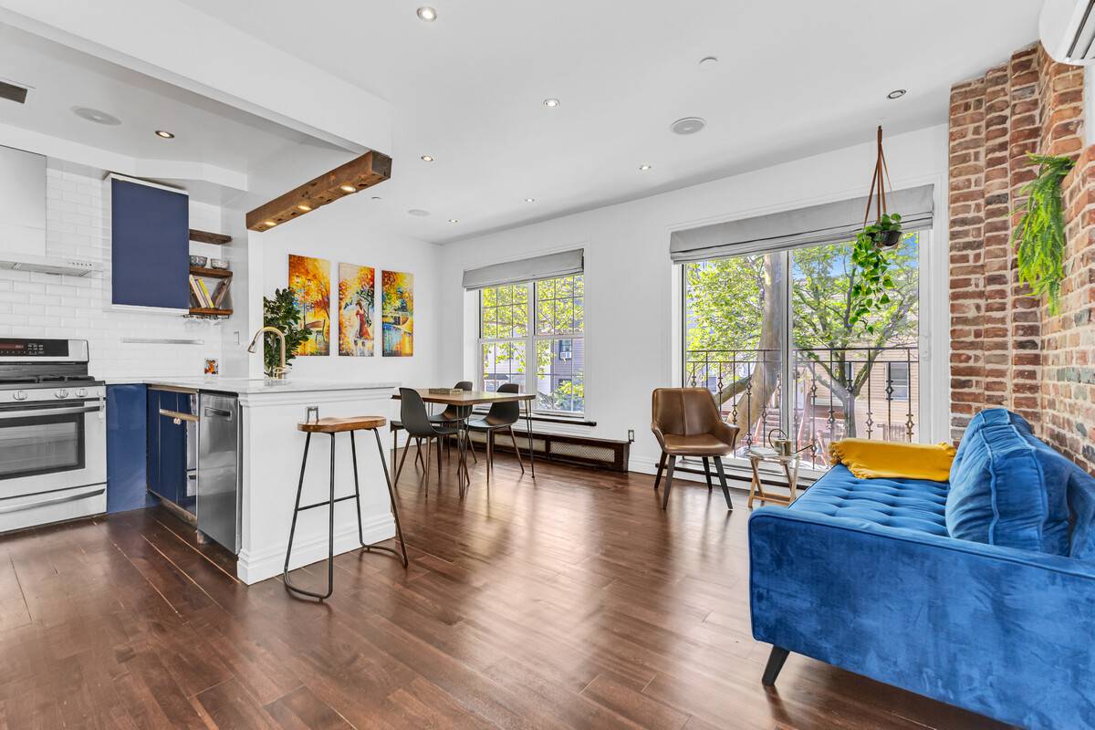 Flexible, functional, and first class living comes to prime Williamsburg with this spacious two bedroom triplex find just up the block from an L G subway entrance.