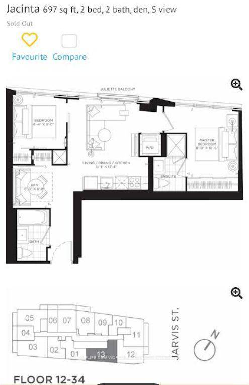 Welcome to JAC Condos at 308 Jarvis St, a stunning 2 1bedroom, 2 bathroom south facing unit on the 22nd floor !