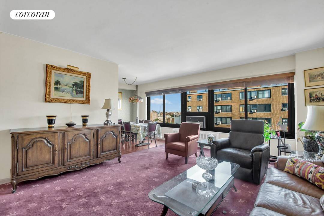 Perched on a high floor, this bright and airy 2 bedroom, 1 bath residence offers open views and abundant natural light from its east and north exposures.