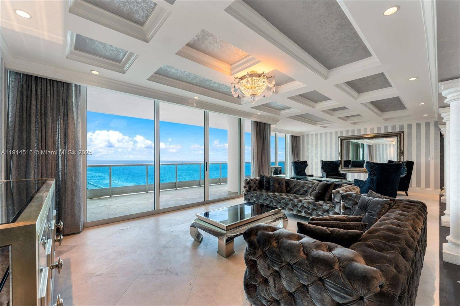This exceptional penthouse offers remarkable space and ocean, city, and intracoastal views that fill every room.