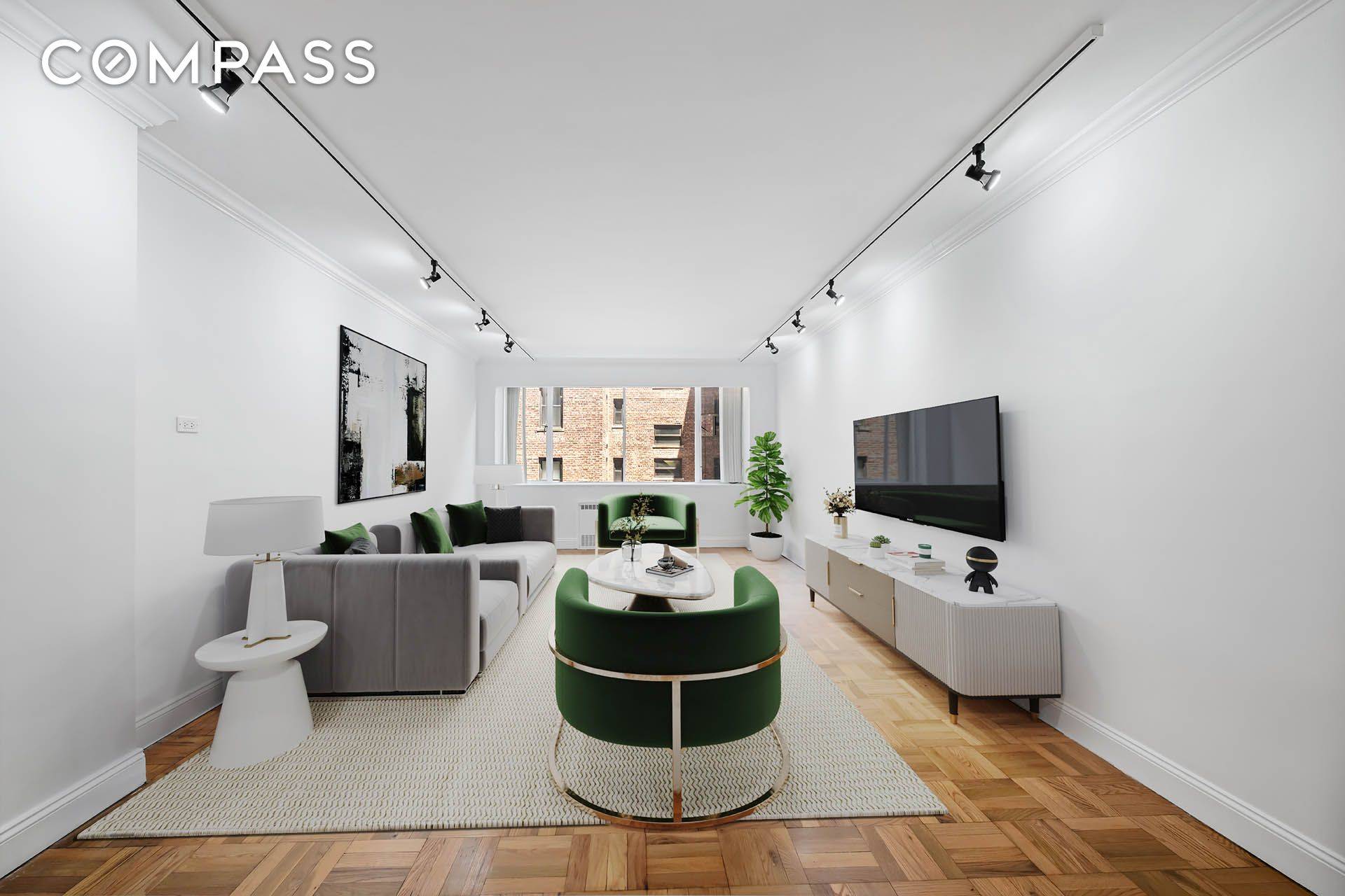 Experience the Premiere This turnkey one bedroom, one bathroom co op is located in the prestigious Premiere, a building designed by the acclaimed architect William J.