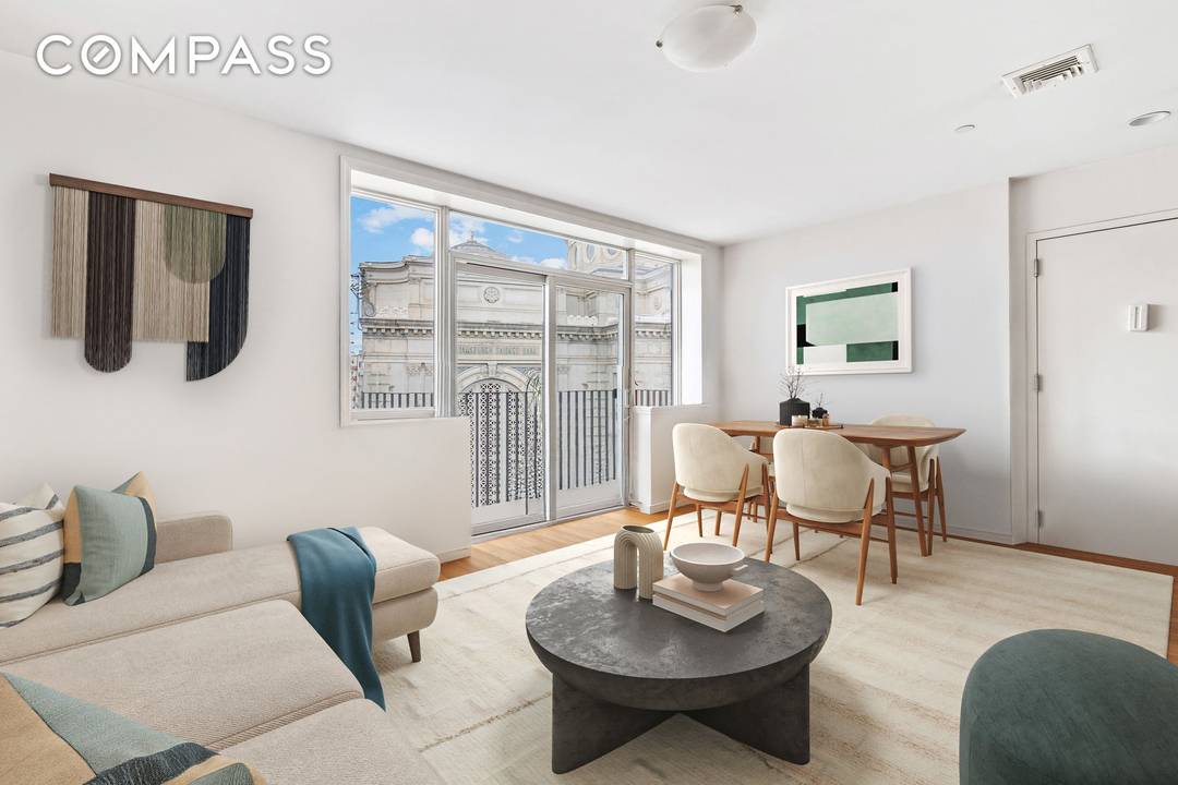 Introducing a light filled two bedroom, one bath condo in the heart of Williamsburg, offering views of the skyline, as well as the iconic Williamsburg Savings Bank.