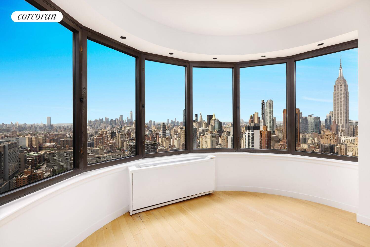 Bask in amazing city views from the Freedom Tower to the Brooklyn Bridge perched high above in this grand one bedroom, two bathroom home in a luxurious, amenity driven condominium.