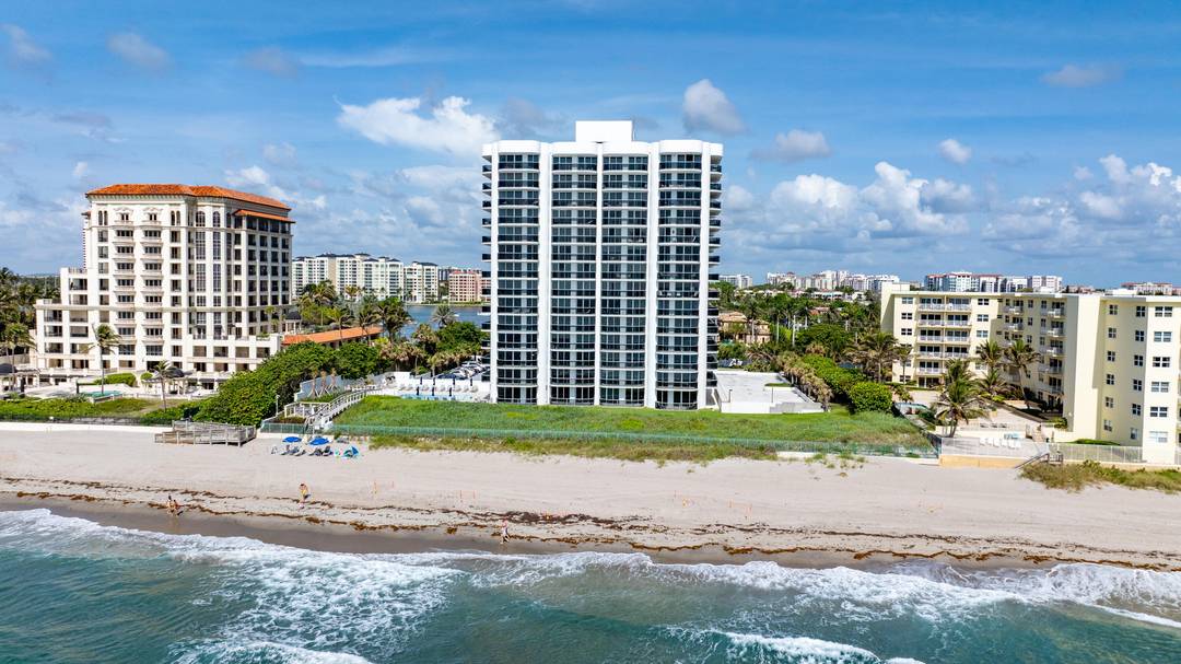 Spectacular high floor 3 bedroom, 3 bathroom wraparound corner residence at The Beresford, directly on the sand in Boca Raton.