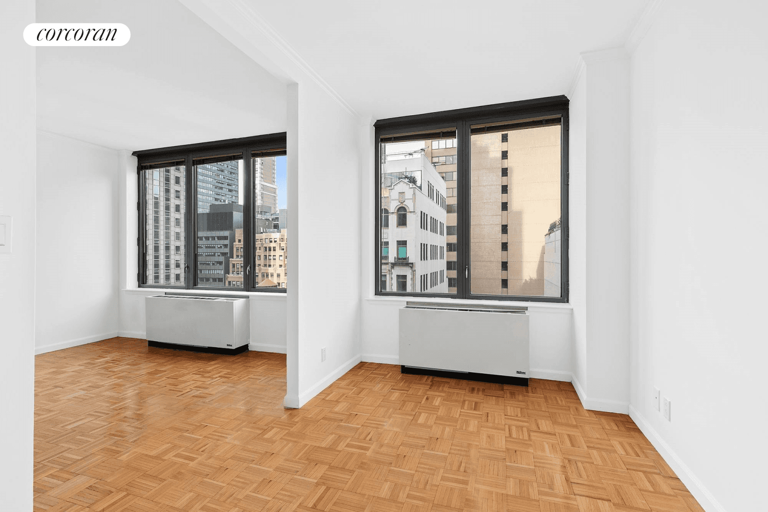 This high floor alcove studio has stunning views and great closet space.