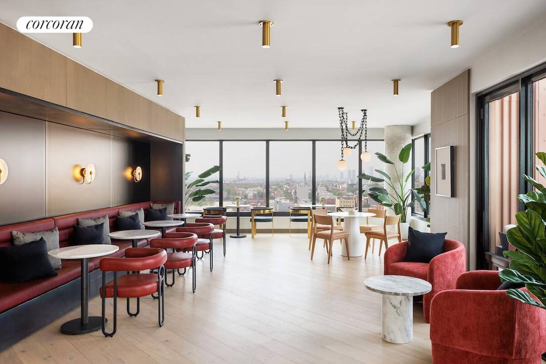 Southeastern Facing Designer one bedroom Corner unit with Park Slope streetscape and harbor views and private balcony only minutes from the F, G and R Subway lines and across from ...