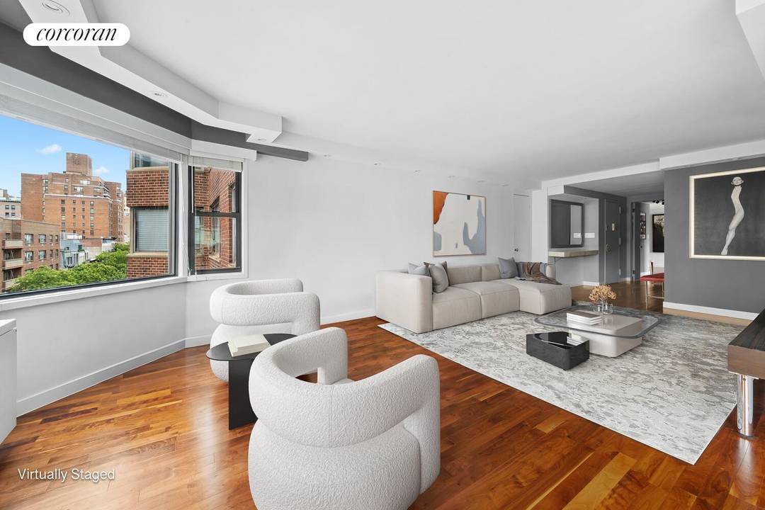 Residence 8AB is a rare, combined corner unit spanning 1, 518 square feet.