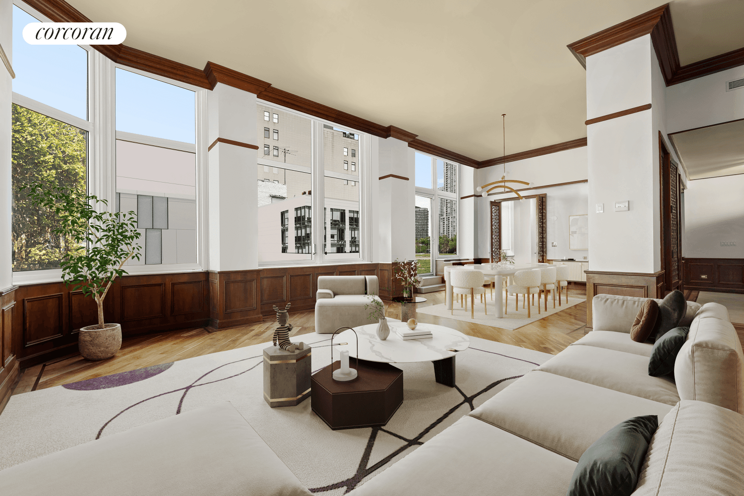 Discover an extraordinary residence in the heart of the Upper East Side a luxurious home crafted from the seamless combination of three apartments, epitomizing sophistication and style.