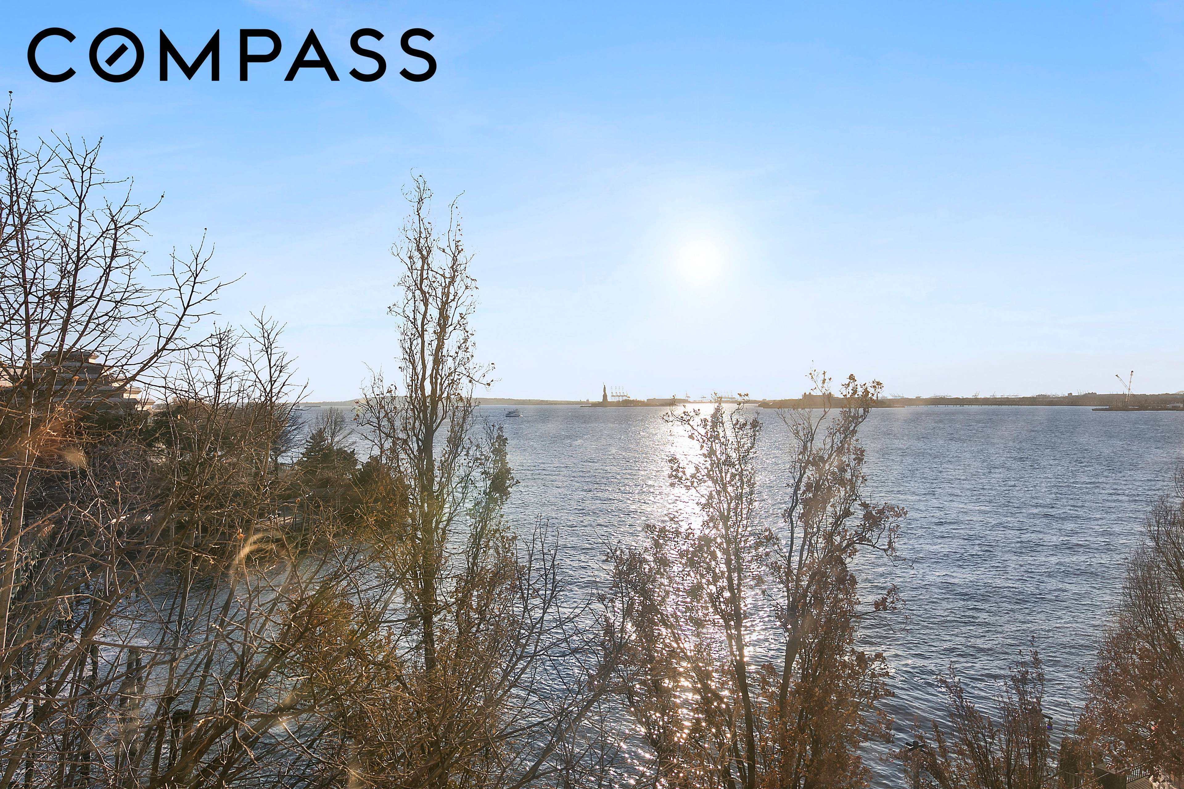 Gorgeous, move in ready, four bedroom, three and a half bath duplex with two Juliet balconies and an open southern exposure, offering sweeping Hudson River and Statue of Liberty views ...