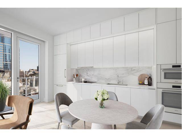 This outstanding 835 square foot one bedroom, one and a half bath light filled corner residence features 22 linear feet of terrace space with exposures to the south and west.