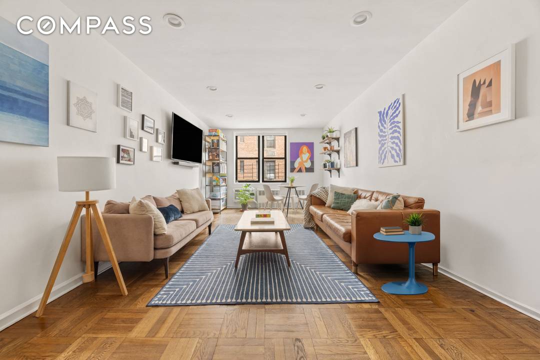 Take the elevator up one floor and step into this expansive, sun filled corner co op in vibrant South Kensington.