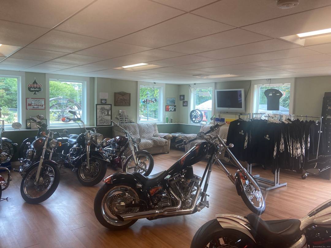 Present use Custom motorcycle shop, Dealers license, Completely remodeled, new front sales room, Parts room, machine shop, repair shop, new roof, new gas main, new heating system, three garage door, ...