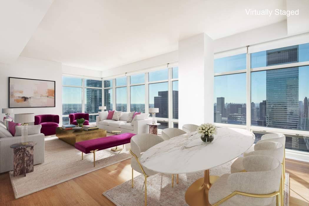 Residence 38D at One Beacon Court Condominium is a high floor corner two bedroom home with two full bathrooms and a powder room.