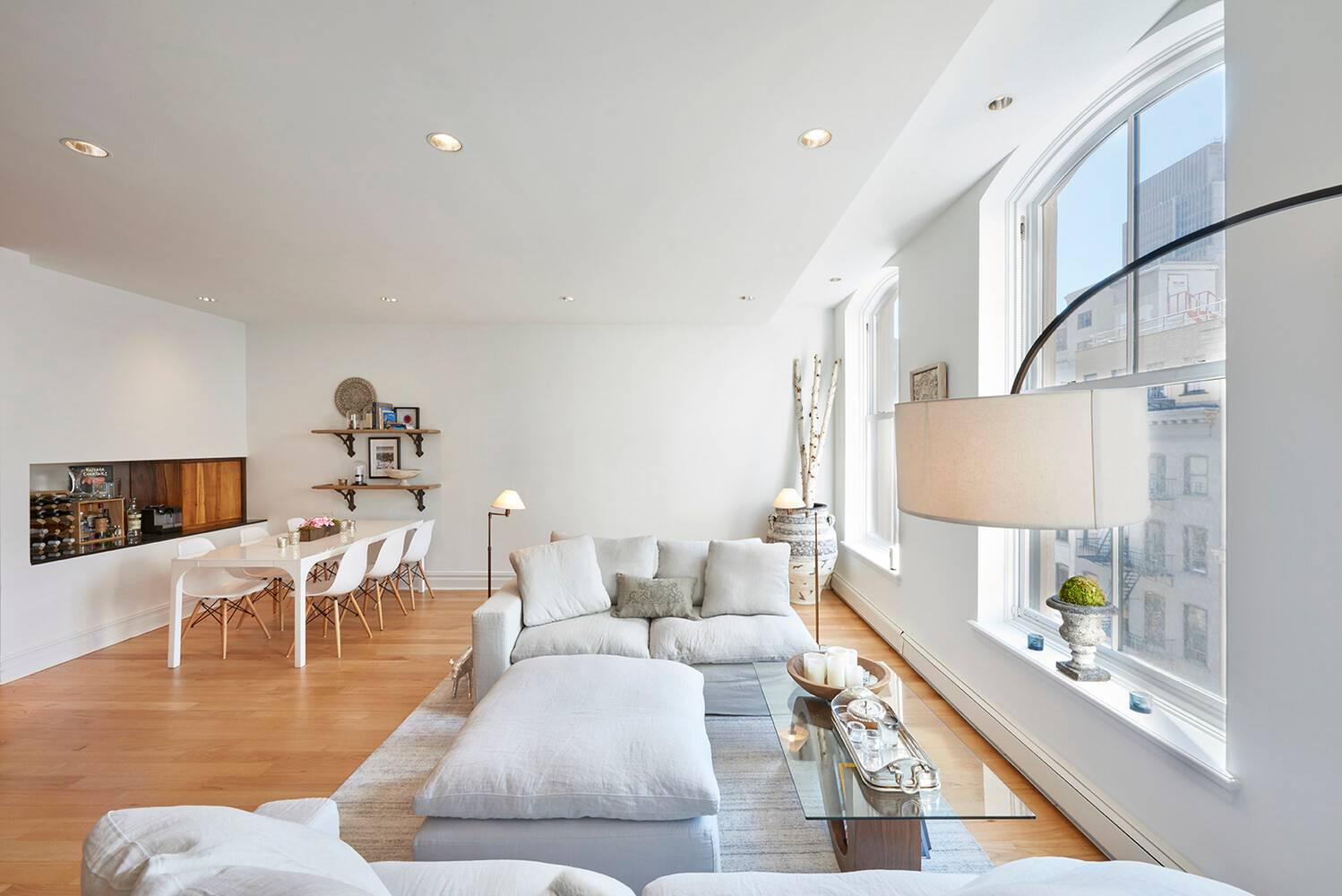 The elevator opens directly into this bright, full floor loft.