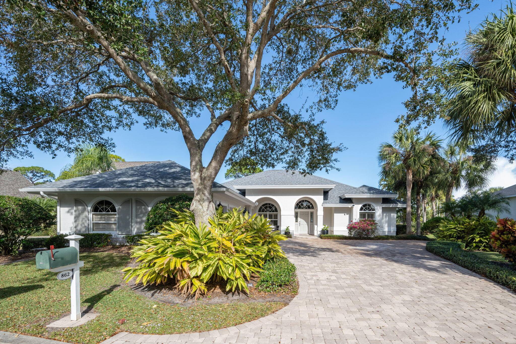 This beautiful home offers stunning panoramic views of the 10th, 15th, and 18th holes of the golf course.