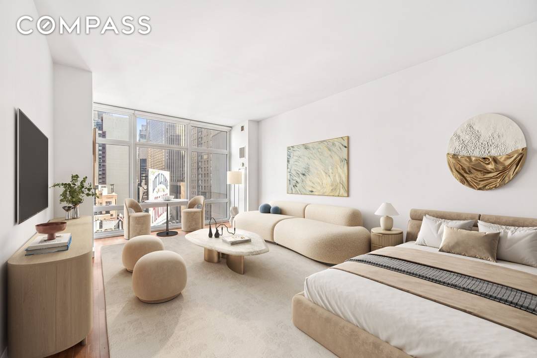 Residence 19F at 1600 Broadway Luxury Studio Condominium in Midtown Manhattan Positioned high above the energy of Times Square, Residence 19F at 1600 Broadway offers a refined and highly functional ...