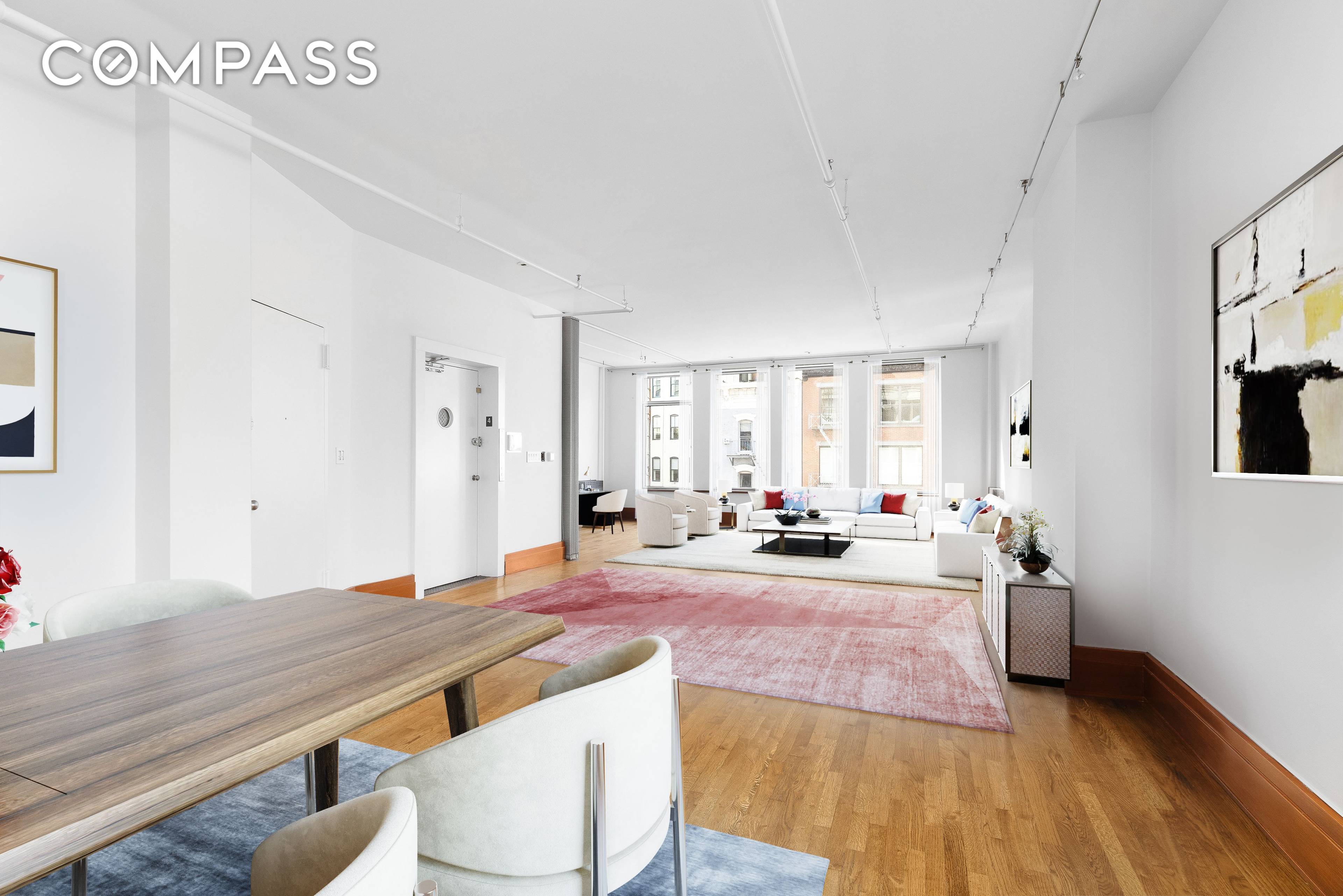 Rarely does one find a sprawling, authentic full floor loft with open exposures on 3 sides, saturating it with east, west and northern light.