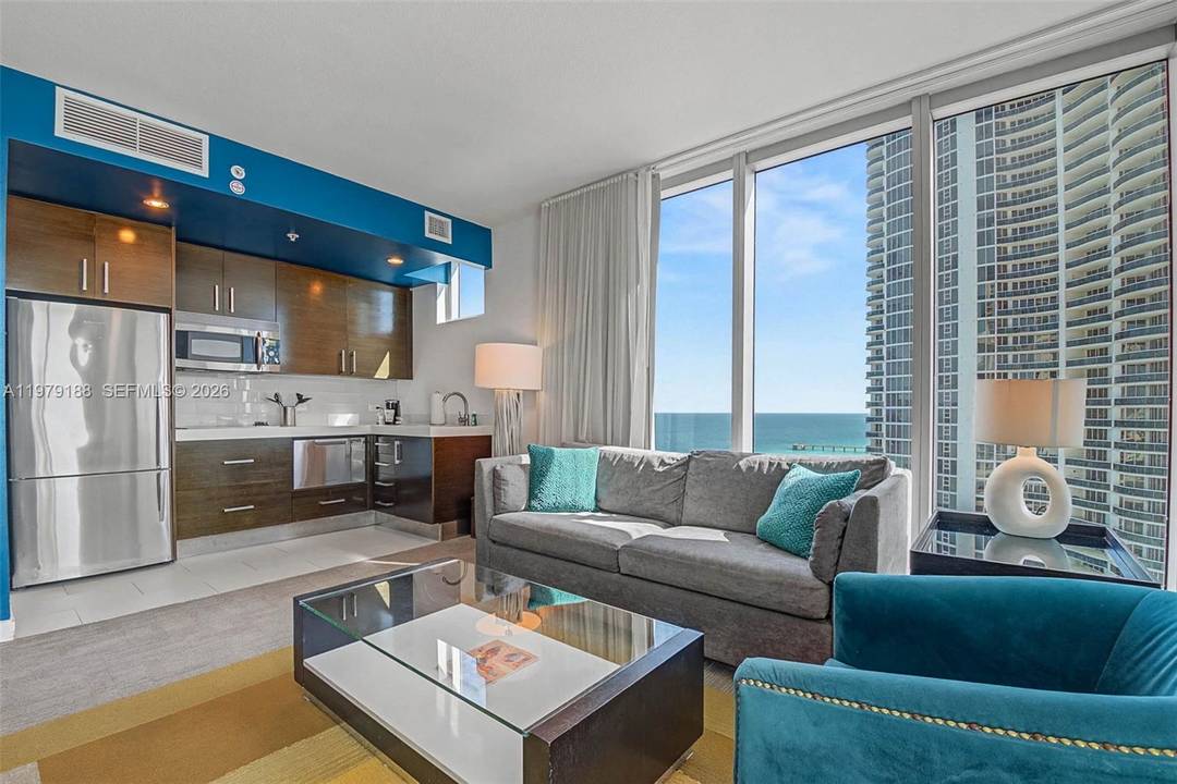 Positioned on the 18th floor of Sole on the Ocean, an oceanfront condo hotel in Sunny Isles Beach, this residence offers open city views and is currently enrolled in the ...