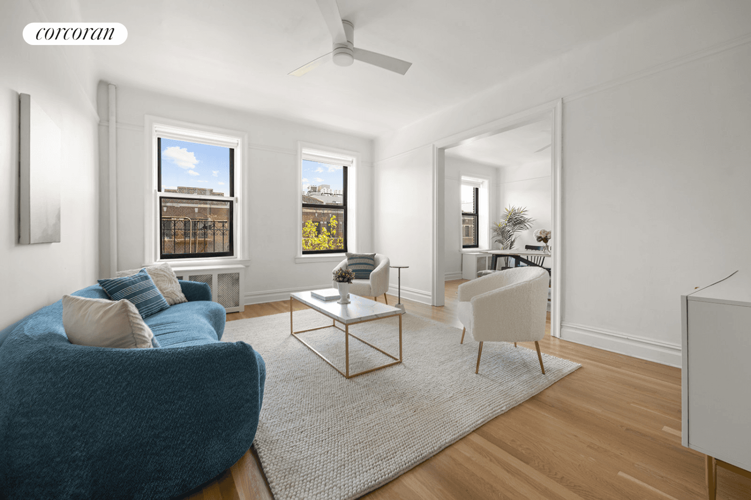 Bright and airy, this lovely home is currently used as a 2 bedrooms plus dining room and can easily be converted to 3 large bedrooms see alternate floorplan.