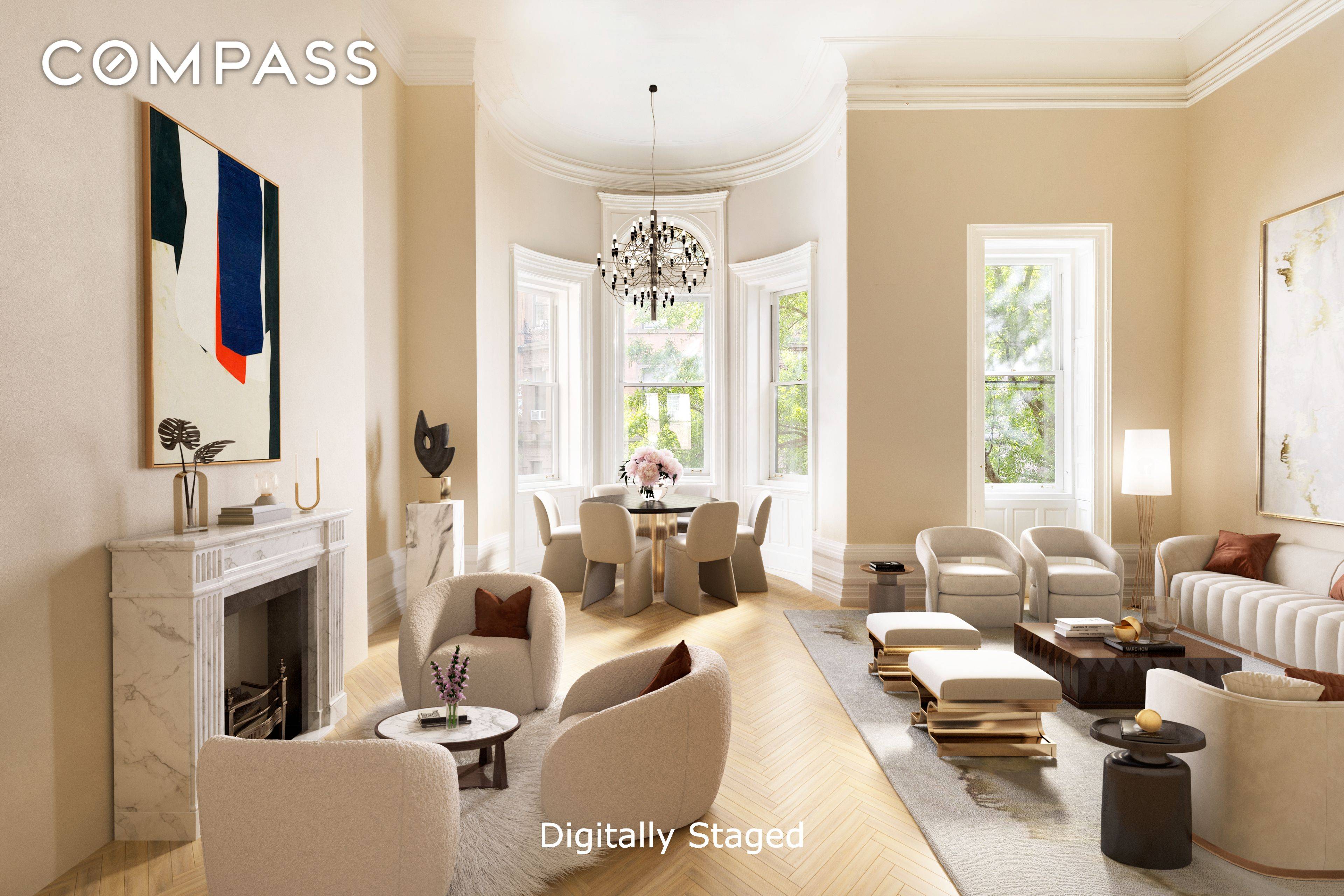 This extraordinary extra wide 8, 000 square foot house boasting two parlor floors, is currently in the golden hour of design construction ; can be finished exactly as desired within ...