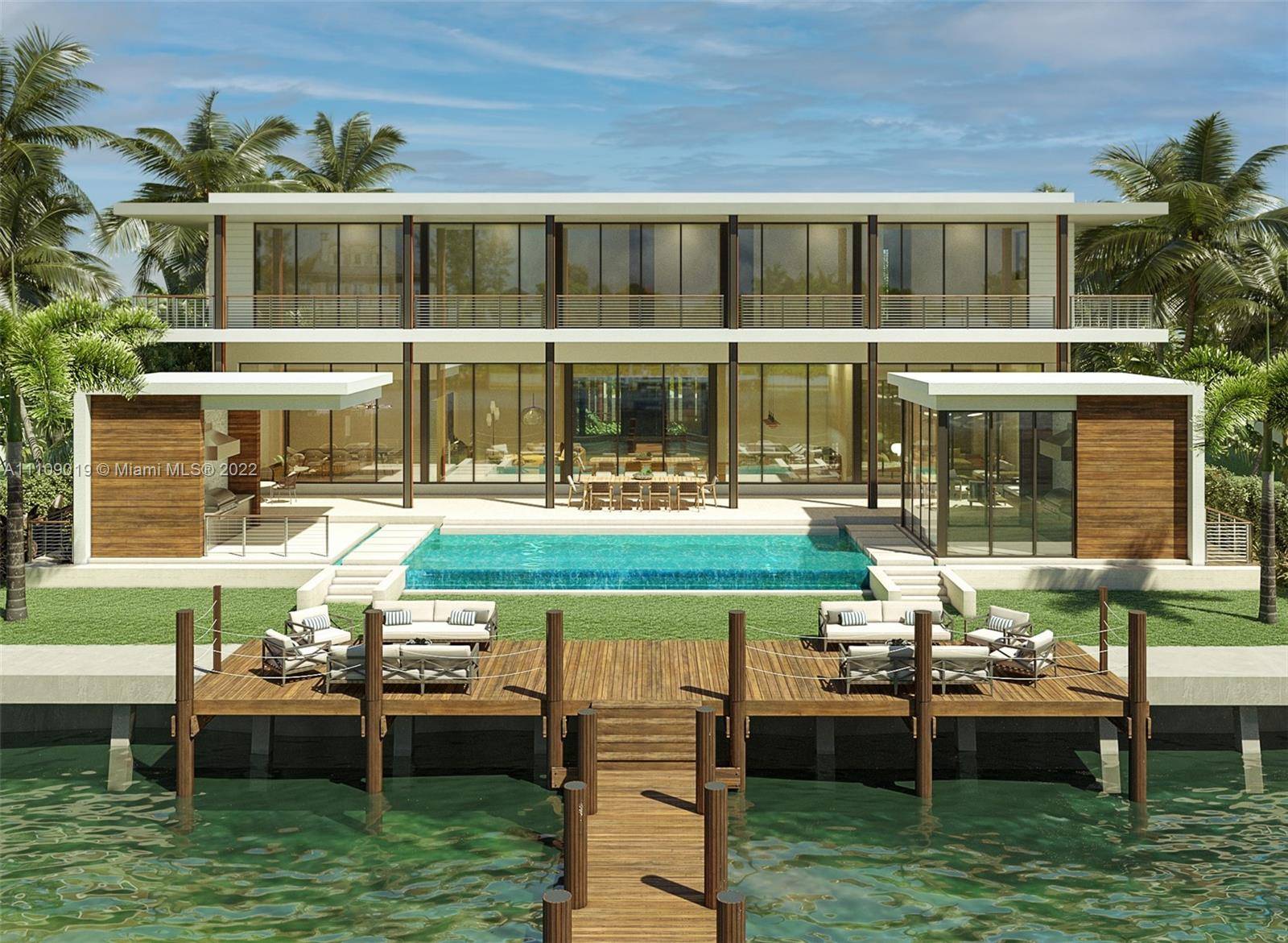 WIDE BAYFRONT PANORAMIC VIEWS TO DOWNTOWN NEW MODERN 2022 CONSTRUCTION SANS SOUCI ESTATES 103 ft of NEW SEAWALL NEW 50 FINGERPIER 8BR 9.