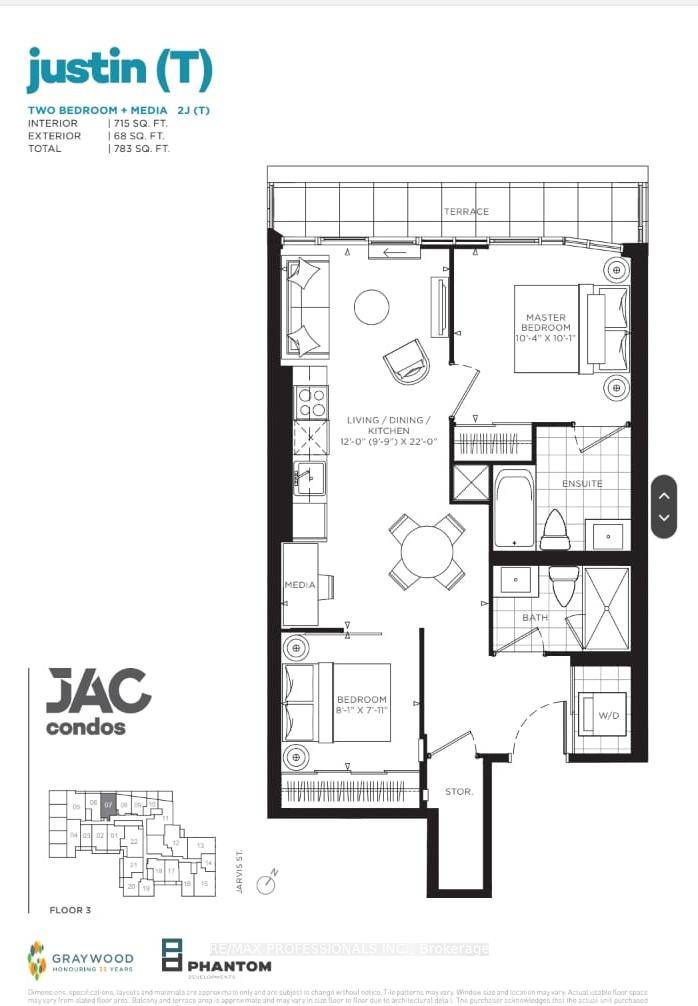 Brand new, never lived in 2 bedroom, 2 bath suite on the 3rd floor of JAC Condos in downtown Toronto.