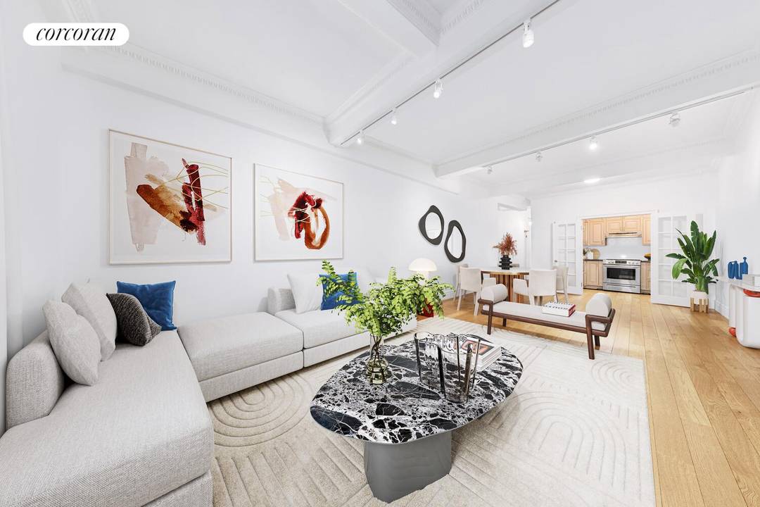 Situated in the heart of Greenwich Village, this spacious 2 bedroom, 2 bathroom apartment spans approximately 1, 300 square feet.