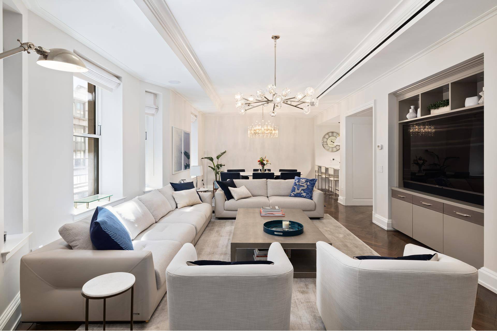 This beautifully designed three bedroom, three and a half bathroom seamlessly blends classic pre war elegance with modern luxury.