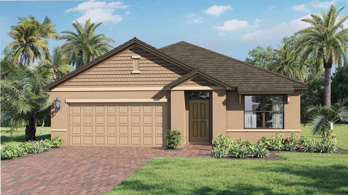 The Aria, a popular one story floorplan in Morningside, Fort Pierce, offers 3 bedrooms, 2 bathrooms, and 1, 672 sq.