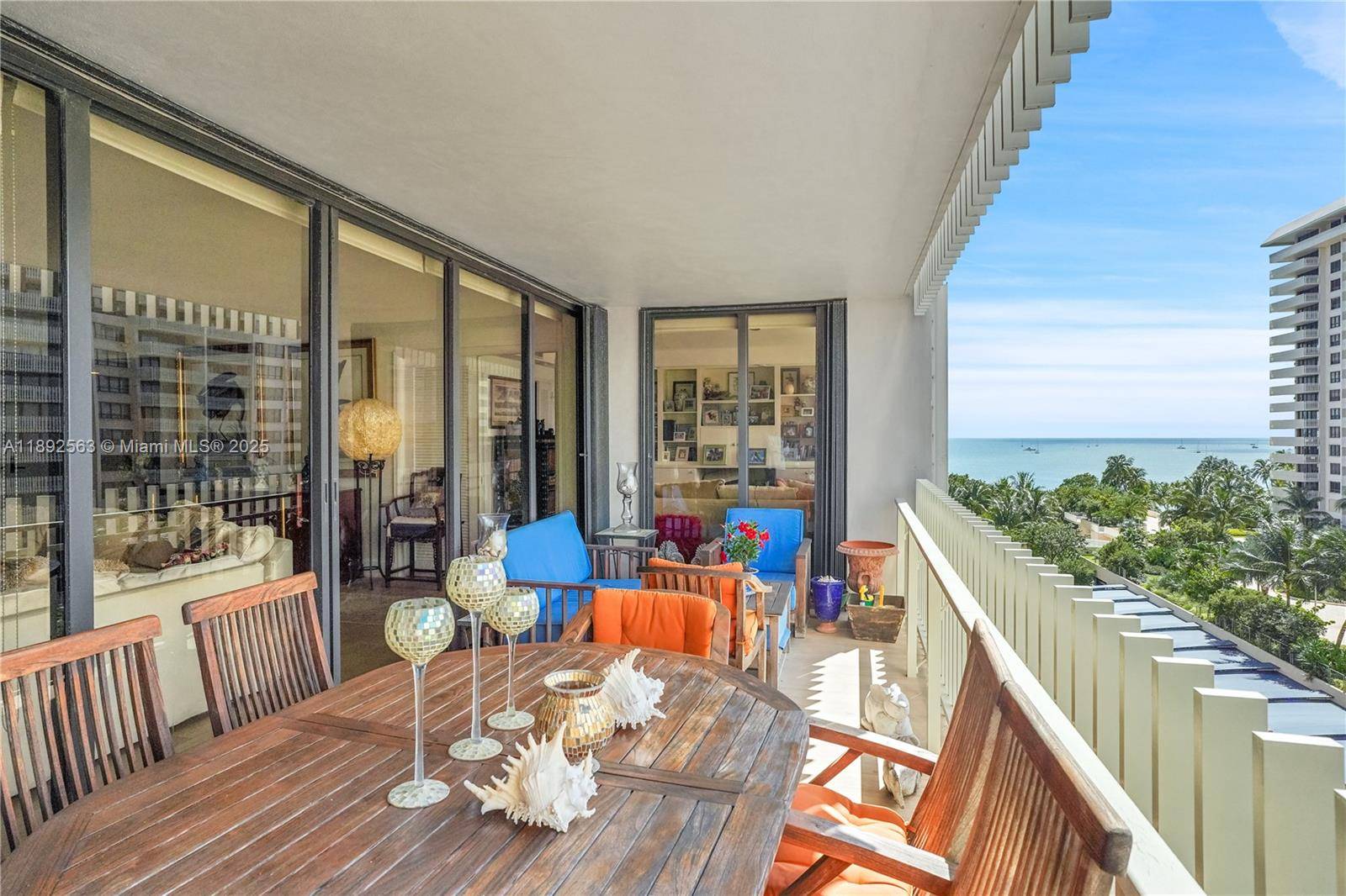 Experience stunning Biscayne Bay and Atlantic Ocean views from this sought after 08 line residence on exclusive Grove Isle, a private 20 acre island off Coconut Grove.