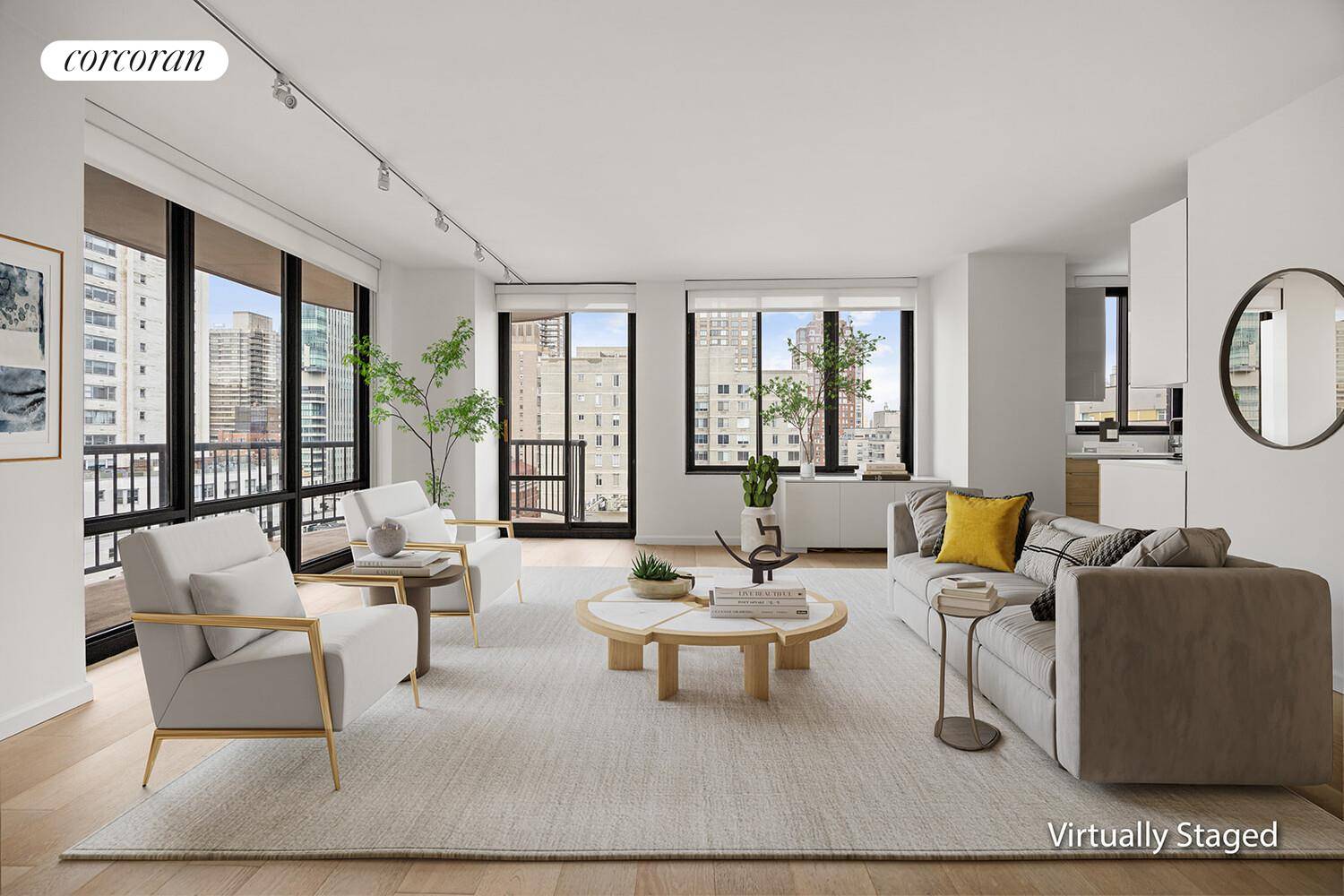 High floor one bedroom with a large balcony in Lenox Hill's full service condominium, The Rio !