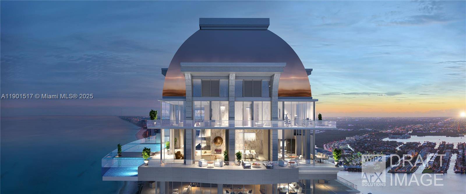RARE AND UNIQUE TWO STORY BRAND NEW NEVER LIVED IN PH, SINGLE FAMILY LIFESTYLE IN THE SKY WITH YOUR OWN 37' GLASS OCEANFRONT PRIVATE POOL, 4200 SQFT OF TERRACE WITH ...