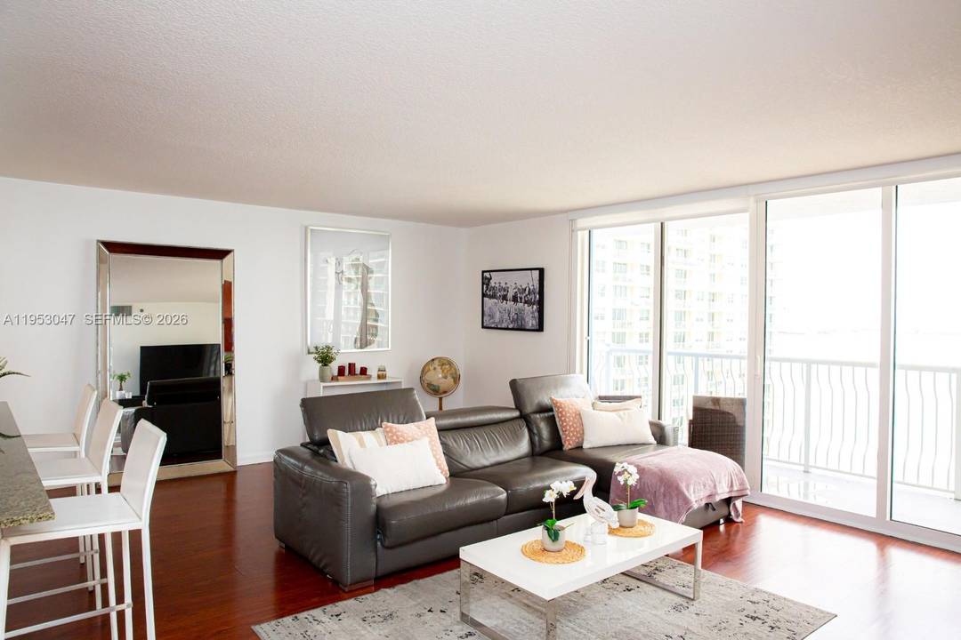 Corner unit with stunning view of Brickell Bay, intracoastal and Miami skyline.