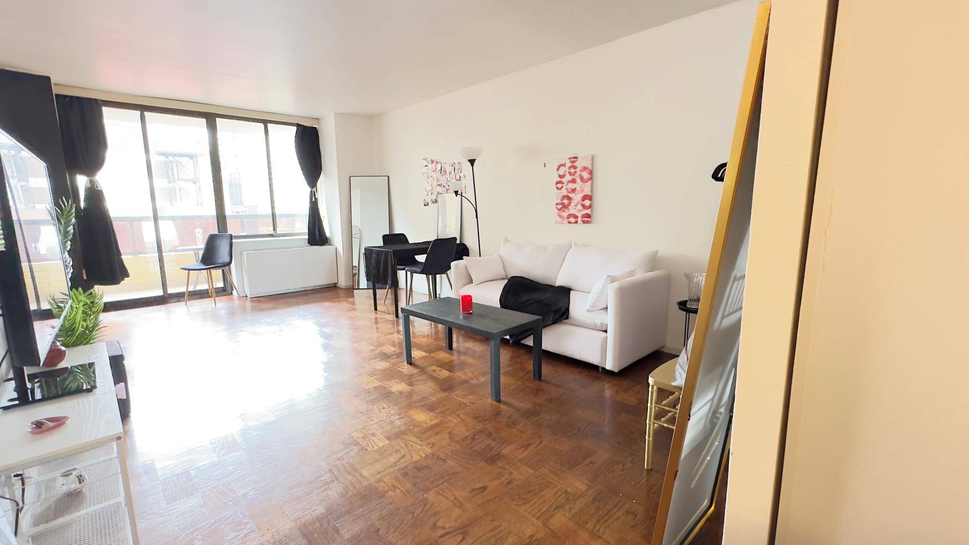 Also available for rent at 3, 300 per month, Oversized alcove studio junior one bedroom with private outdoor space located in a full service condominium.