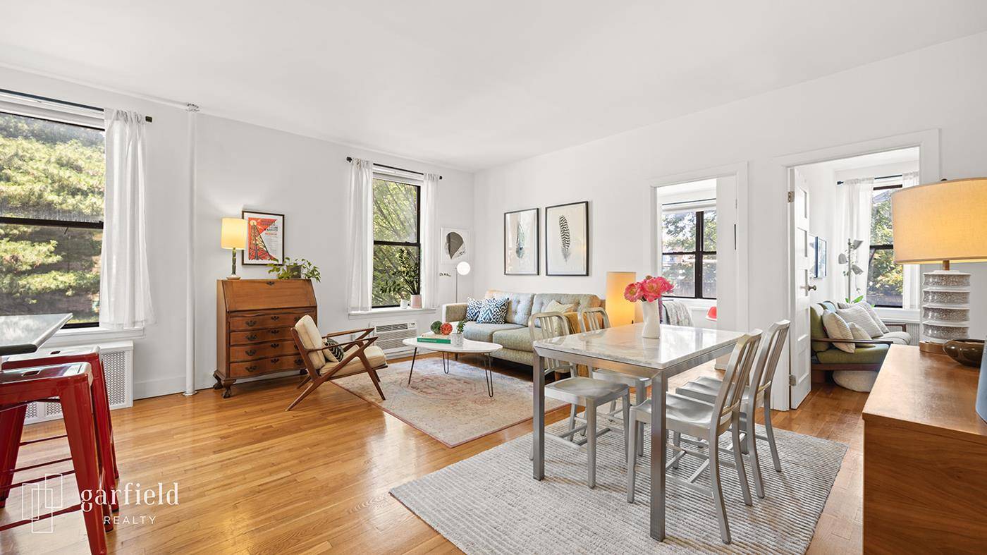 This gorgeous, bright, and airy designer 2BR apartment offers a sun kissed open floor plan, high ceilings, an intuitive layout, and elegant details.